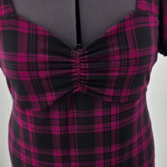 76-24 Torrid Black Purple Plaid Babydoll Top Blouse Women’s Size 1 XL(14/16) - Picture 2 of 8